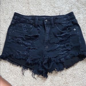 American Eagle black high waisted jean shorts